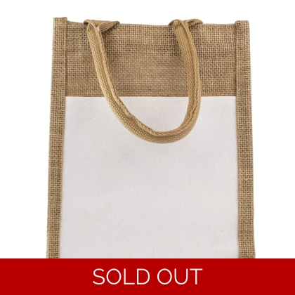 Jute With White Canvas Bag - Natural - Small